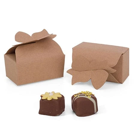 50 Boxes - Small Kraft Favor Bow Boxes