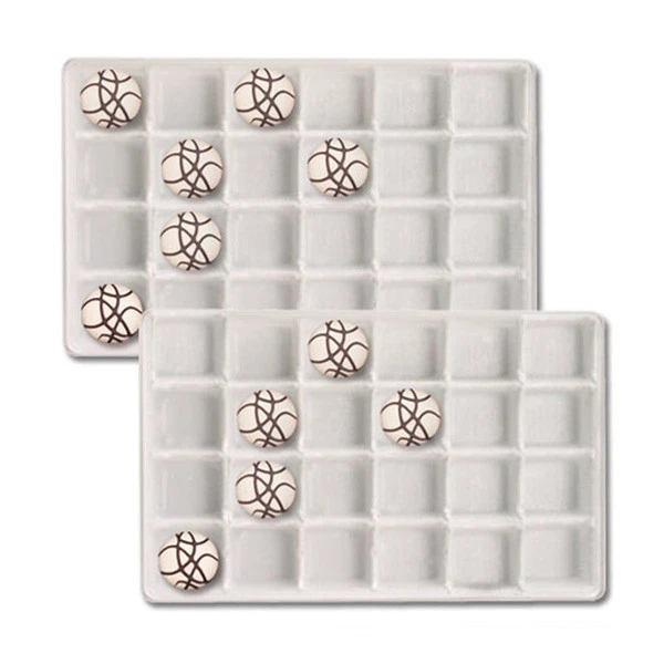 50 Trays - 1 lb. Plastic Candy Trays - 24 Cavities - White - 9-3/8" x 6" x 15/16"