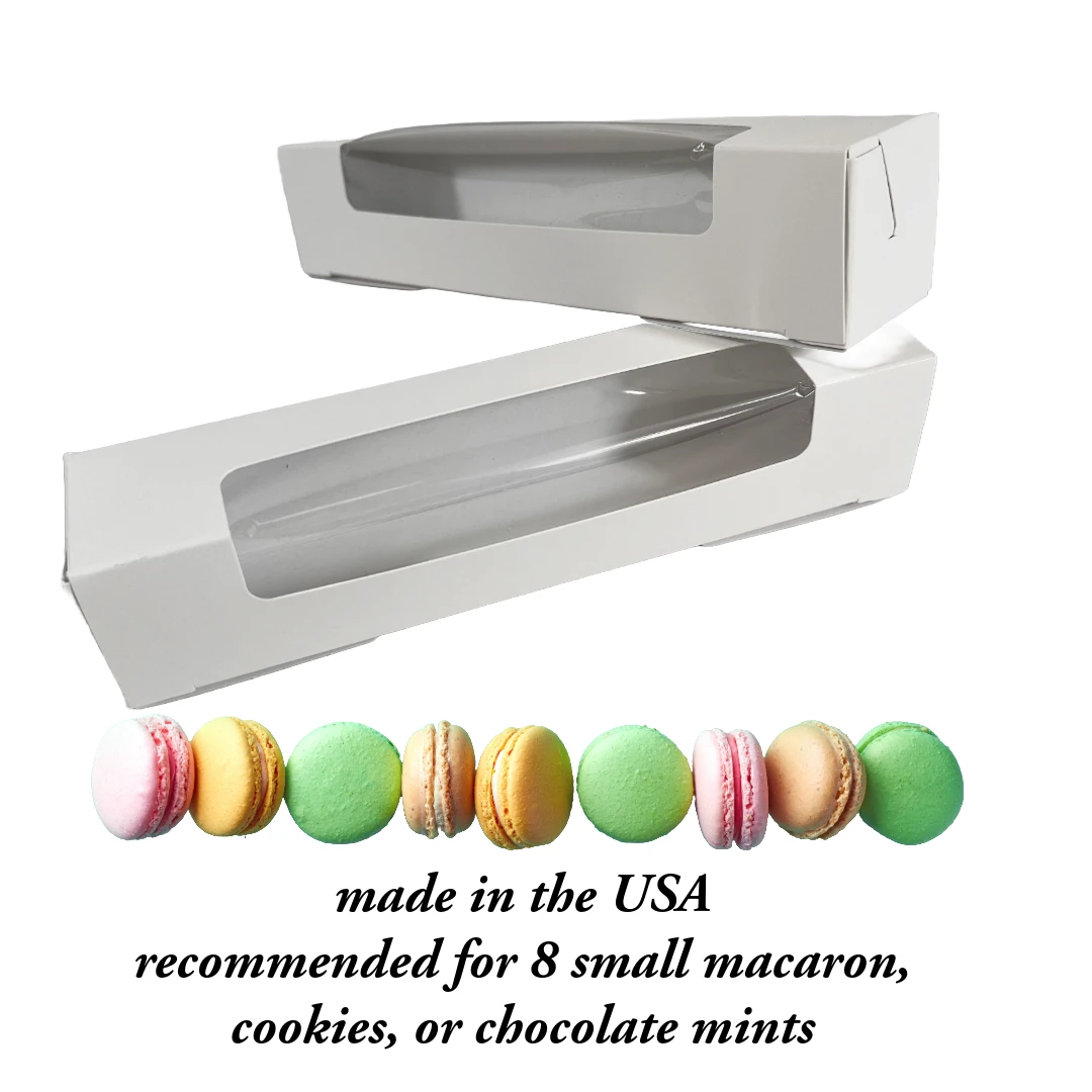 CLEARANCE 50 Boxes - White Boxes with Windows - for small macarons, cookies or mints