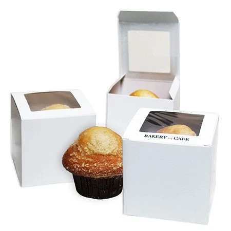 50 Boxes - 4" x 4" x 4" White Cupcake Box with Square Window