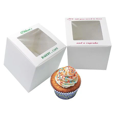 50 Boxes - 4" x 4" x 4" White Cupcake Box with Square Window