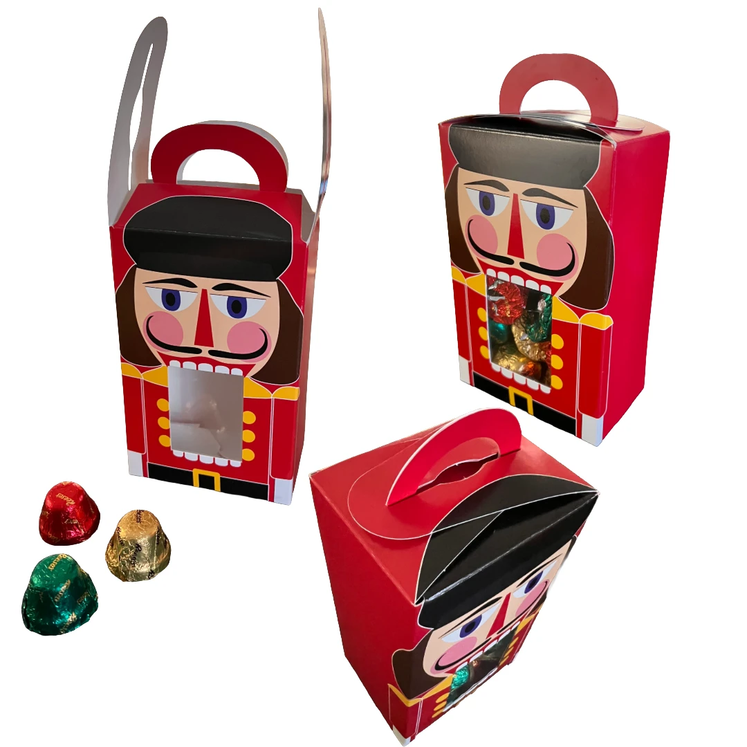 50 Boxes - Candy Totes - 1/2 lb. Wrapped Nutcracker - Window 3-1/2" x 2-1/16" x 5-3/8"