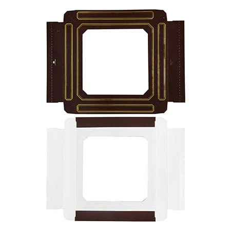 50 Covers - 16 oz. Candy Box Covers - Brown/Gold Trim & Window - 7-3/4" x 7-3/4" x 1-1/8"