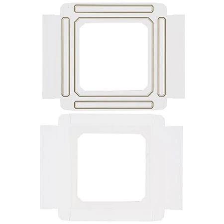 50 Covers - 16 oz. Candy Box Covers - White/Gold Trim & Window - 7-3/4" x 7-3/4" x 1-1/8"