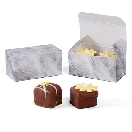 50 Boxes - Mini Favor Boxes - Grey Marble