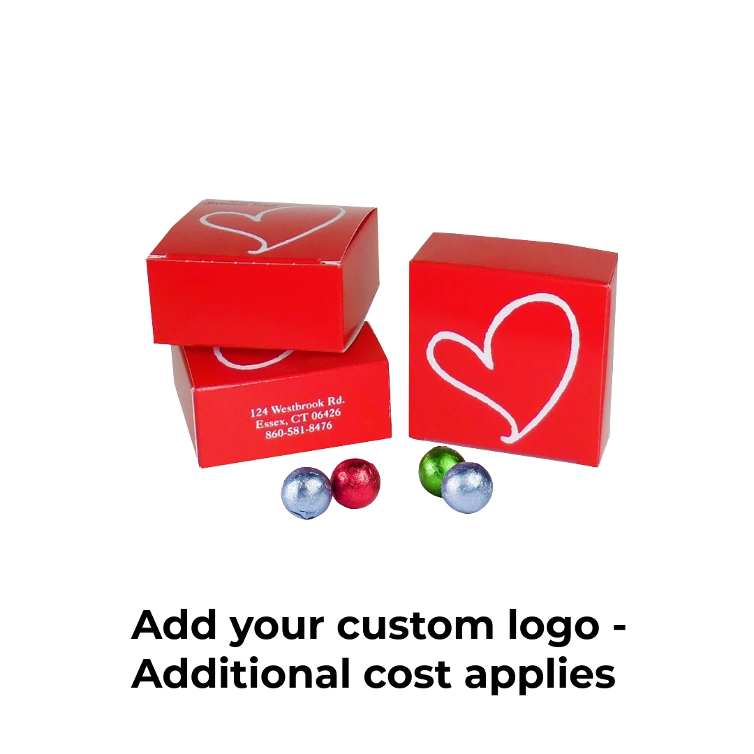 50 Boxes - Maxi Favor Boxes Red with White Heart