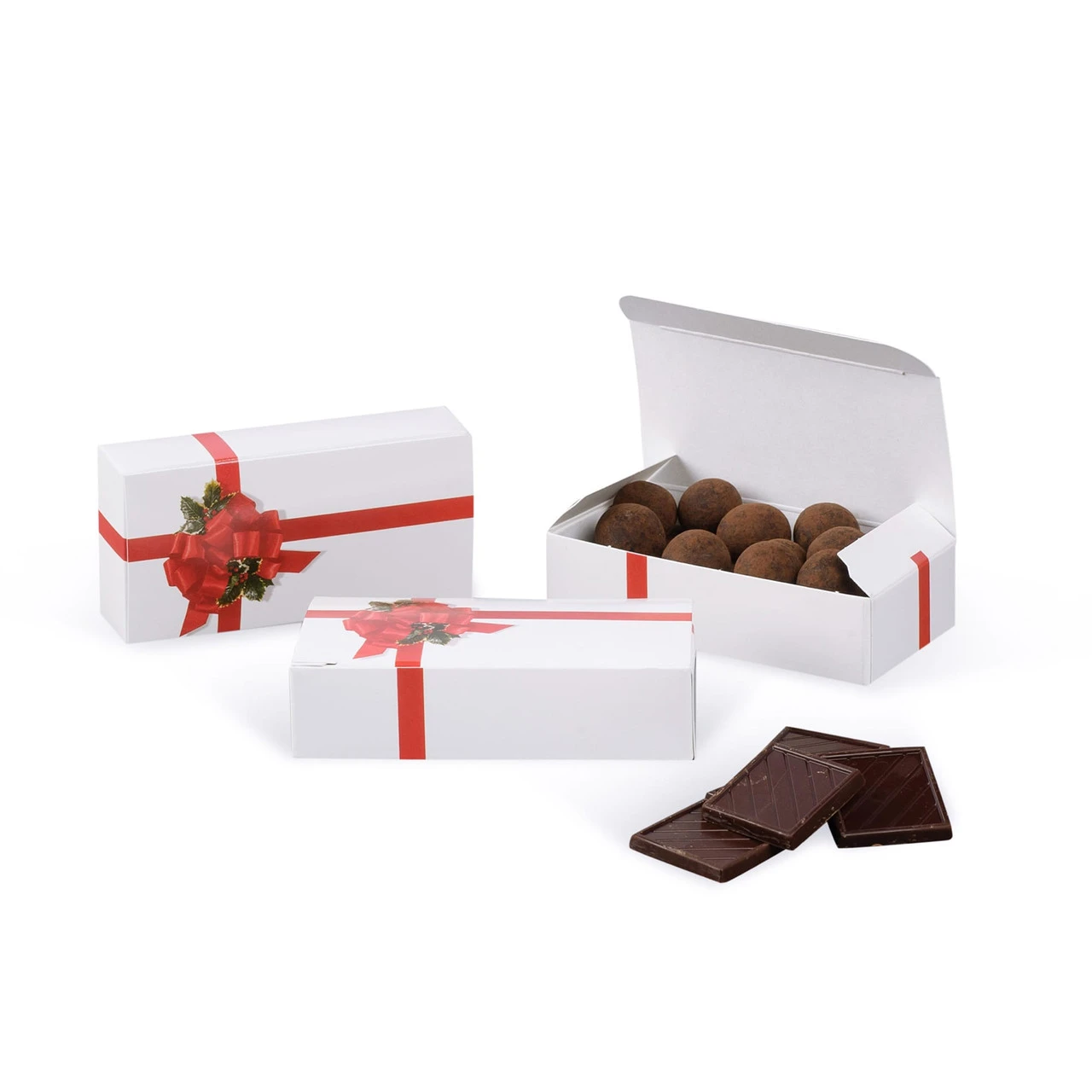 50 Boxes 1/4 lb. Ribbon N' Holly Candy Boxes 4-1/2" x 2-5/16" x 1-1/8"