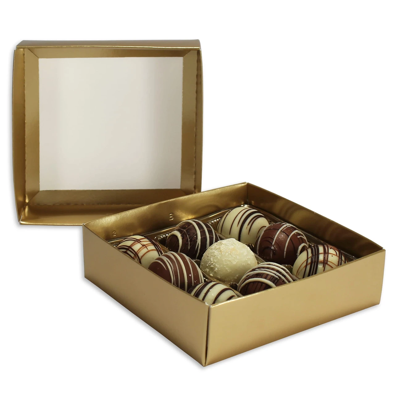 50 Deep bases - 8 oz. Candy Box Bases - Gold - 5-9/16" x 5-9/16" x 1-1/2"