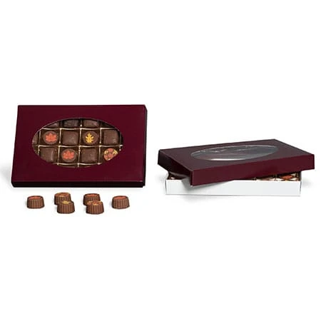 50 Covers - 1 lb. Candy-Chocolate Box Covers - Burgundy & Oval Window