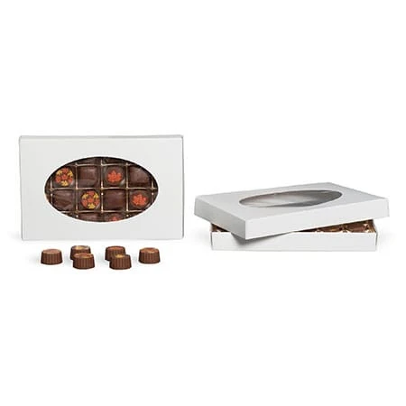 50 Covers - 1 lb. Candy-Chocolate Box Covers - White & Oval Window