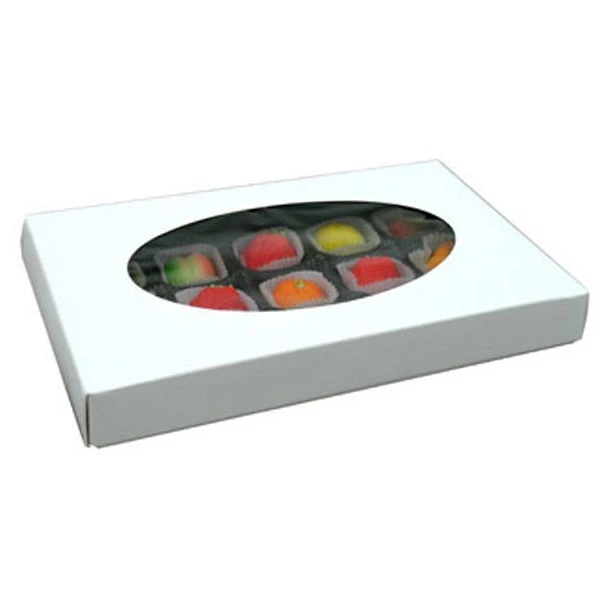 50 Covers - 1 lb. Candy-Chocolate Box Covers - White & Oval Window