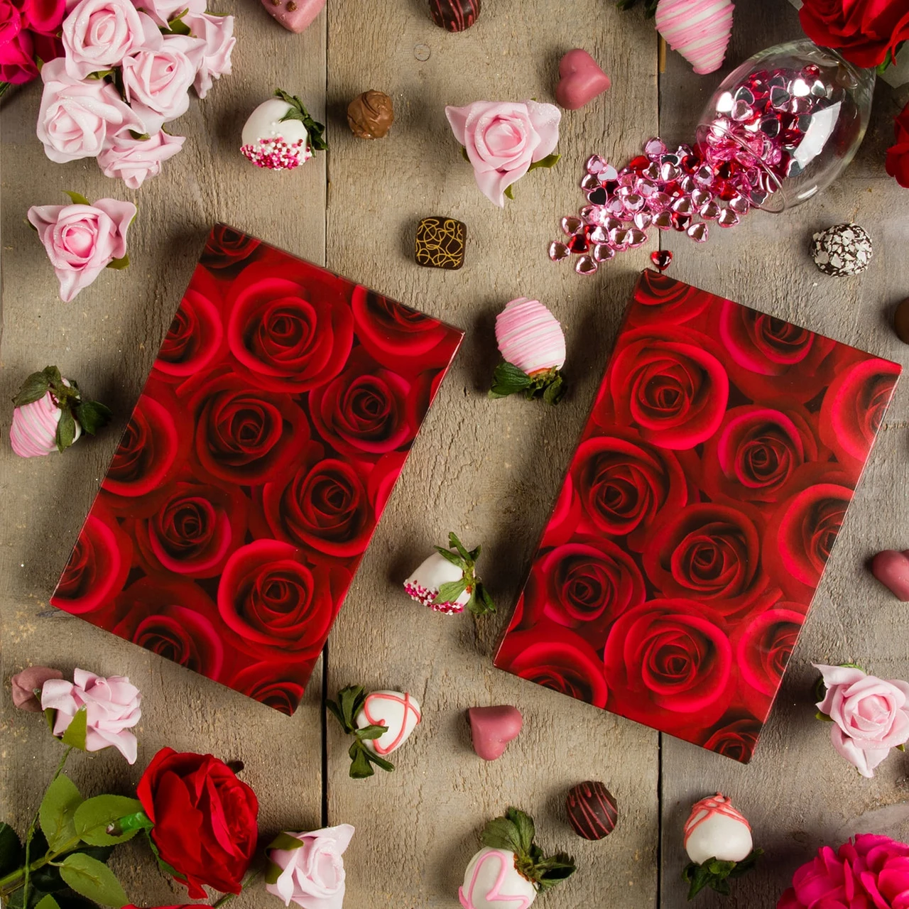 CLEARANCE MADE IN USA - 50 Covers - 1 lb. Candy-Chocolate Box Covers - Dark Rose