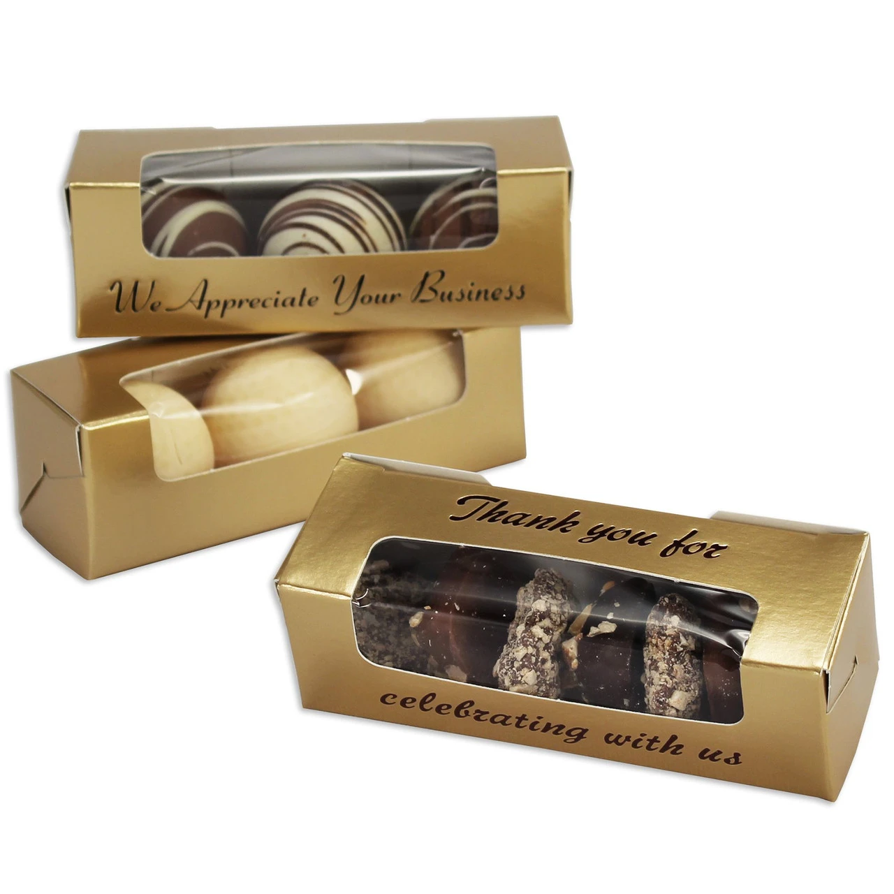 50 Boxes - Gold Mint-Golf Ball Boxes with Windows