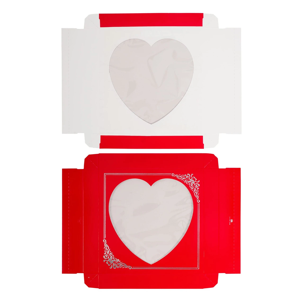 CLEARANCE MADE IN USA - 50 Covers - 16 oz. Candy Box Covers - Silver Scroll with Window - 7-3/4" x 7-3/4" x 1-1/8"