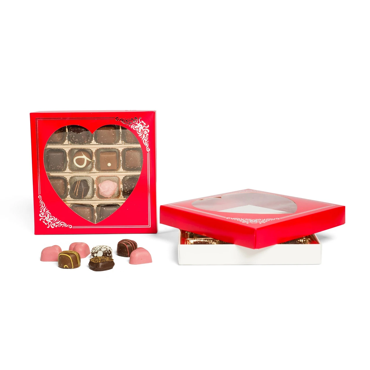 CLEARANCE MADE IN USA - 50 Covers - 16 oz. Candy Box Covers - Silver Scroll with Window - 7-3/4" x 7-3/4" x 1-1/8"
