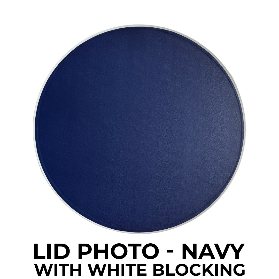 XL Rigid Hat Box Set of 3 Boxes - Navy Blue with White Trim - XL Nest: 20", 22" & 24" diameters