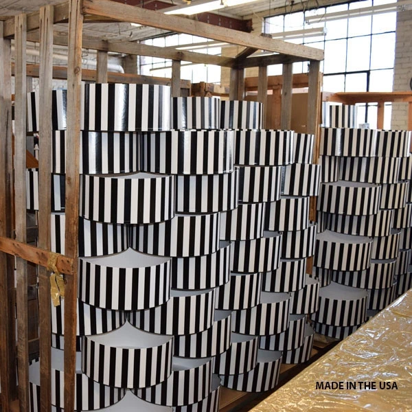XL Rigid Hat Box Set of 3 Boxes - Black & White Stripe - XL Nest: 20", 22" & 24" diameters