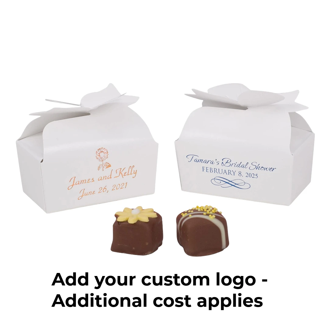 CLEARANCE-MADE IN USA - 50 Boxes - Small White Bow Favor Boxes