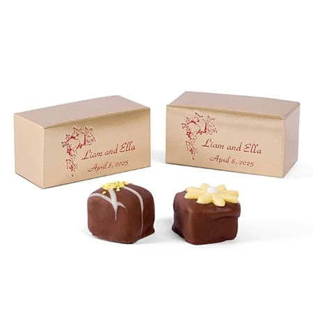 CLEARANCE-MADE IN USA - 50 Boxes - Mini Favor Boxes - 2 Truffle - Gold