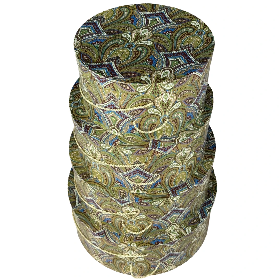 Rigid Hat Box Sets - Golden Paisley - Set of 4