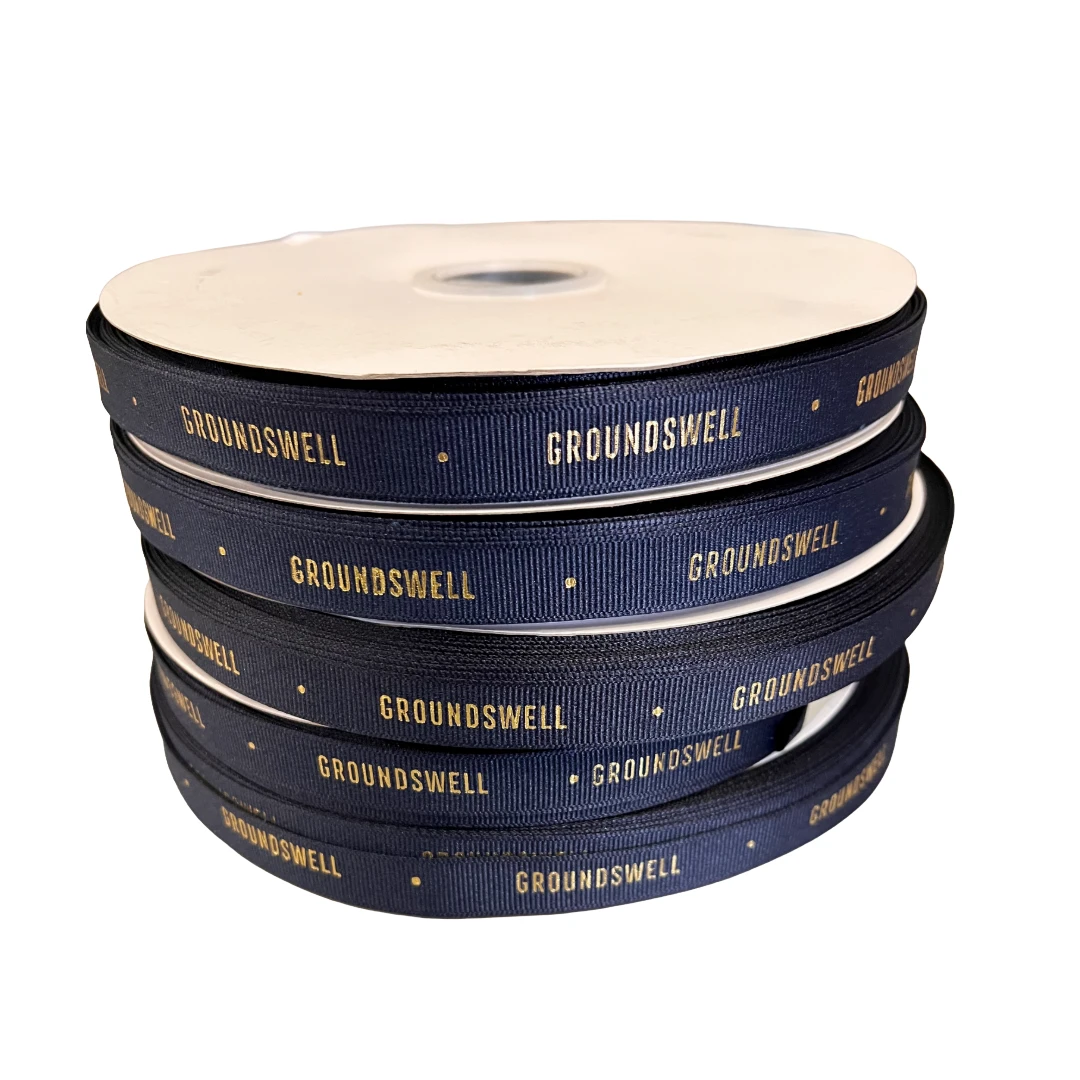 Custom Hot-Stamped Grosgrain Ribbons - 5 Roll Minimum