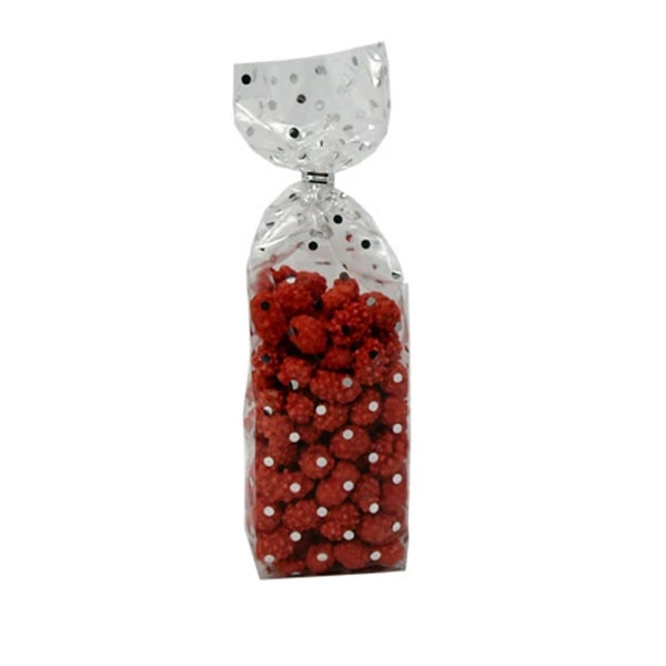 50 Bags - 1/2 lb. - 2.5 Mil Foil Accented Soft Bottom Cello Bags - Small Silver Dots