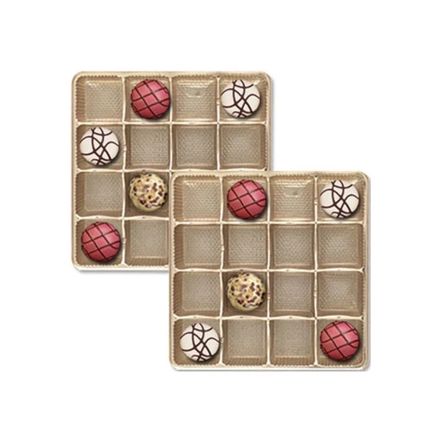 50 Trays - 8 oz. Plastic Candy Trays 16 Cavities - Gold - 5-1/2" x 5-1/2" x 15/16"