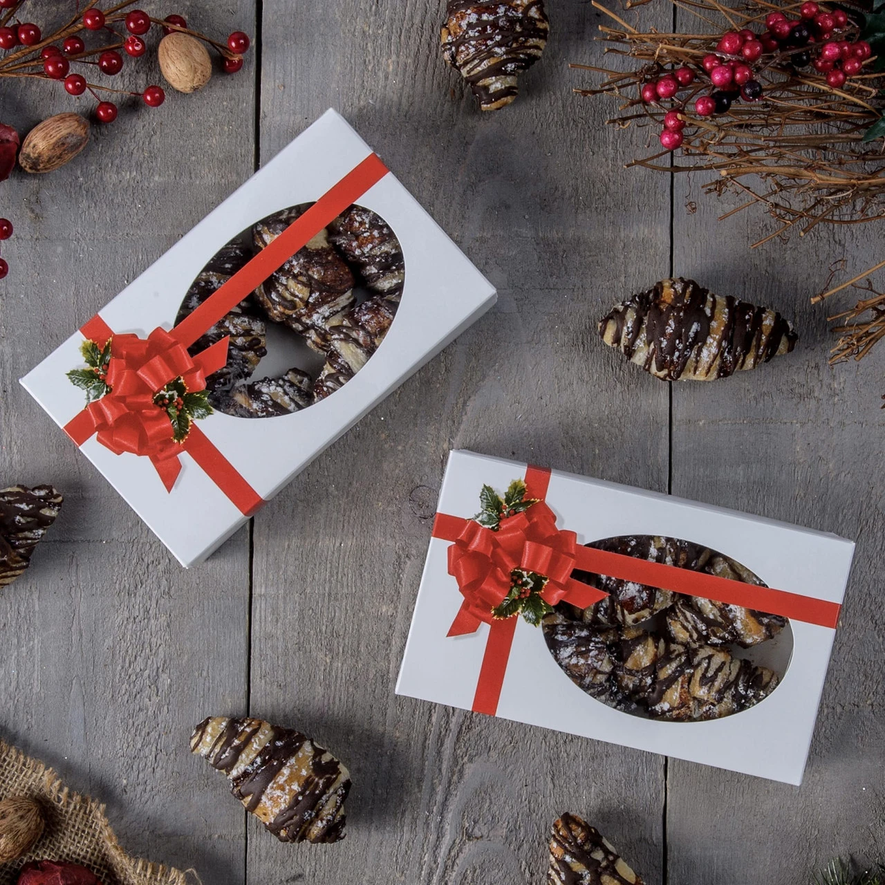 50 Boxes Small Grease Resistant Cookie/Bakery Boxes - Ribbon N' Holly