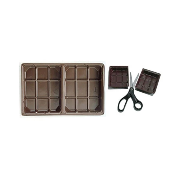 50 Trays - 1/2 lb. Plastic Fudge Trays - 2 Cavities/Heat Stable - 6-15/16" x 4-3/8" x 7/8"