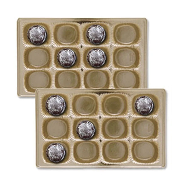 CLEARANCE MADE IN USA - 50 Trays - 1 lb. Plastic Candy Trays - 12 Cavities - Gold