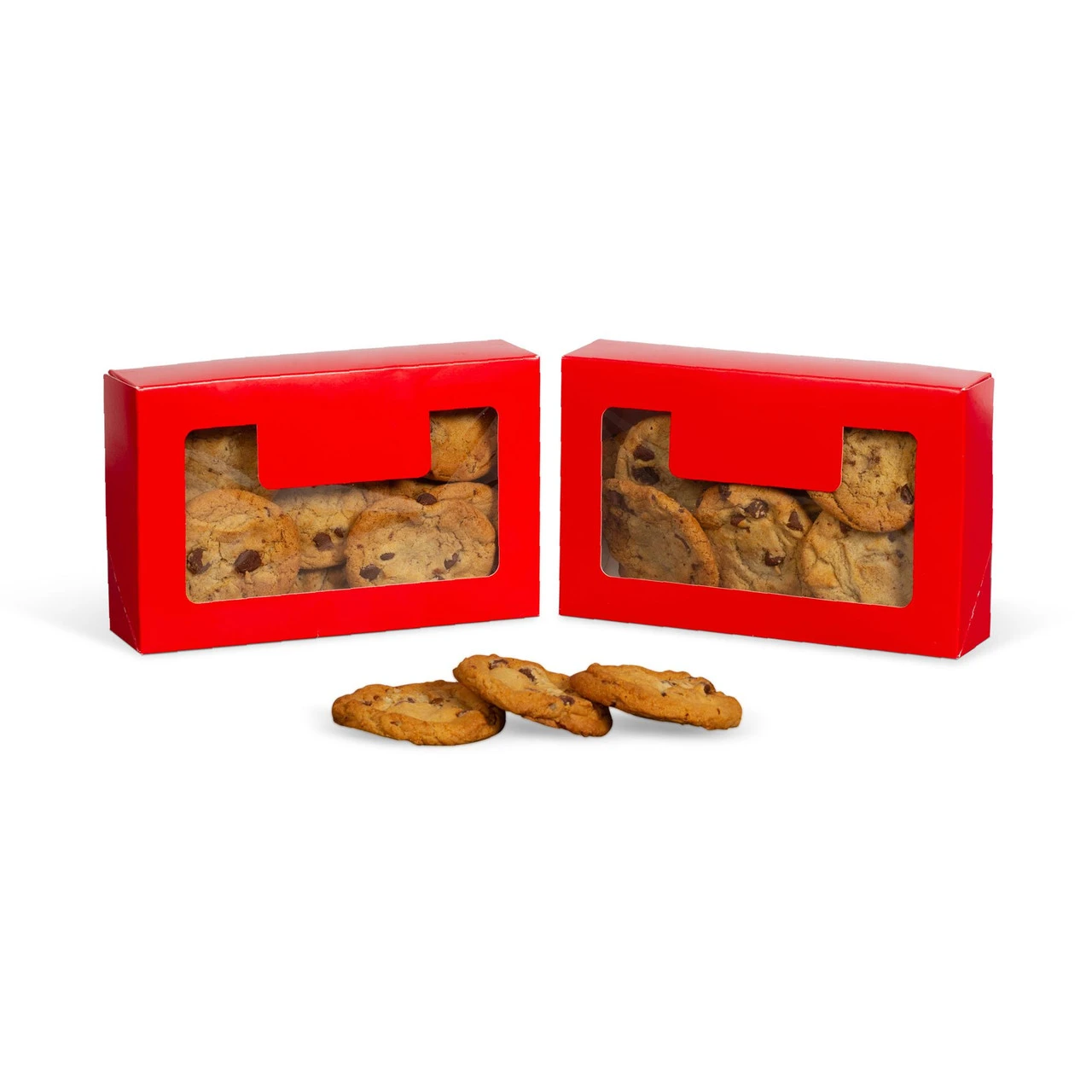 CLEARANCE-MADE IN USA - 50 Boxes Medium Grease Resistant Cookie/Bakery Boxes - Red Window