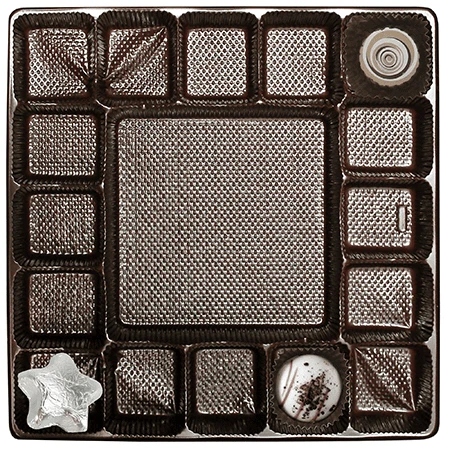 50 Trays - 16 oz. Plastic Candy Trays - 16 + 1 Cavities - 7-7/16" x 7-7/16" x 15/16"