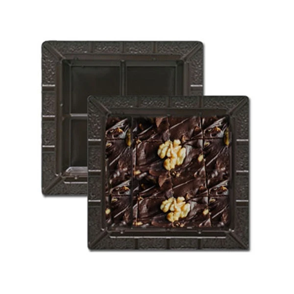CLEARANCE-MADE IN USA - 50 Trays - 16 oz. Plastic Fudge Tray - 1 Cavity Heat Stable - 7-7/16" x 7-7/16" x 15/16"