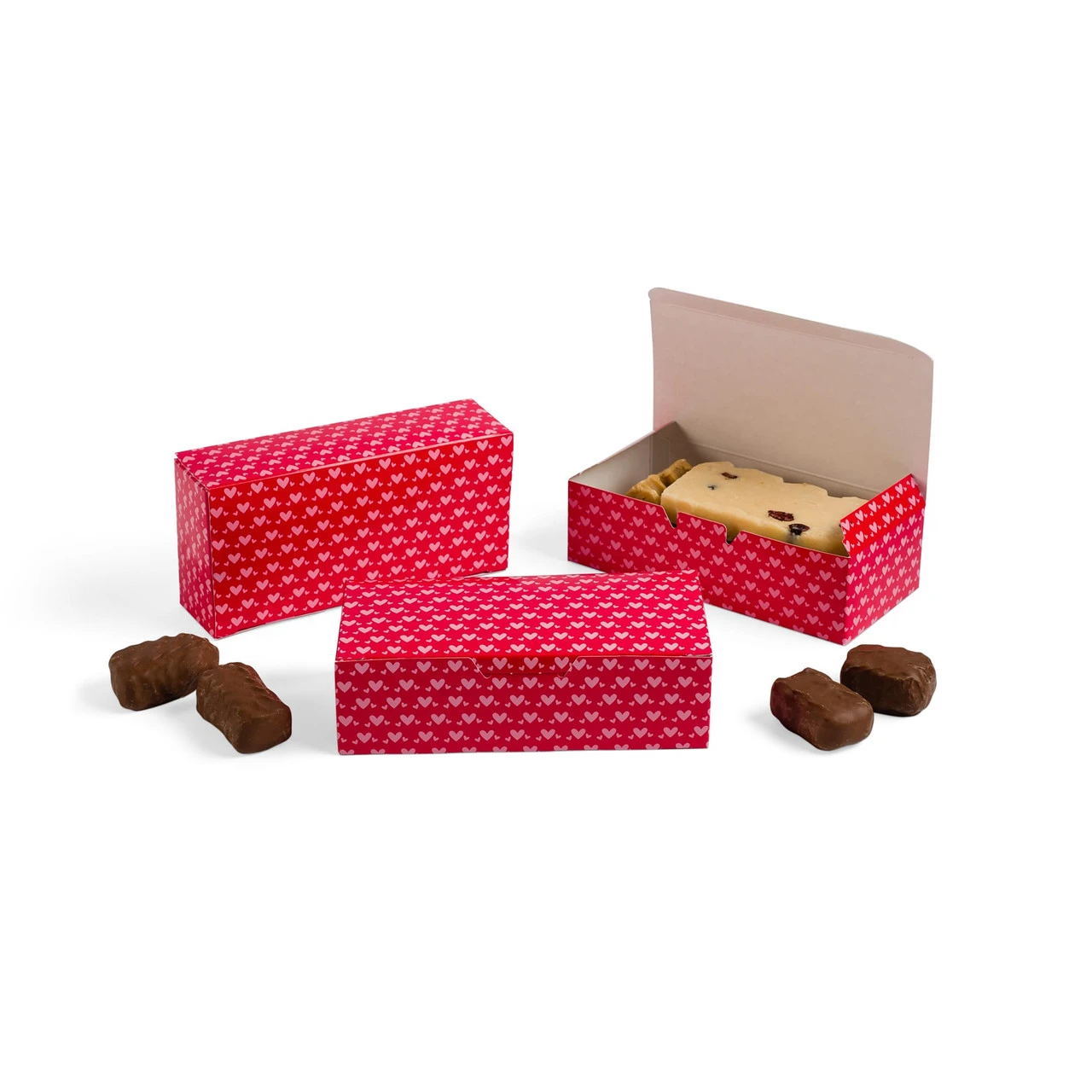 CLEARANCE-MADE IN USA - 50 Boxes - 1 lb. Candy & Fudge Boxes - Entangled Hearts