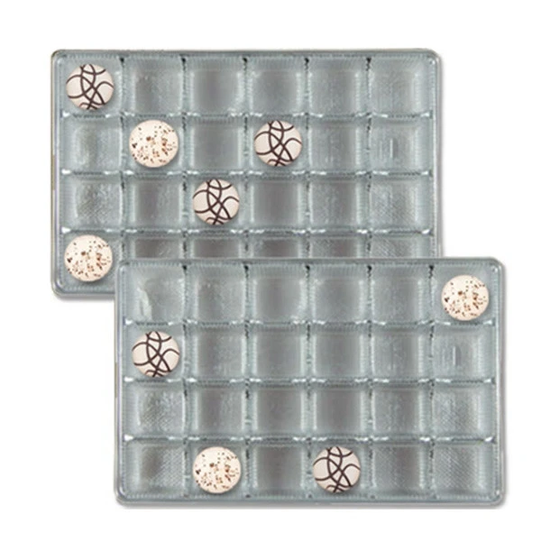CLEARANCE-MADE IN USA - 50 Trays - 1 lb. Plastic Candy Trays 24 Cavities - Silver