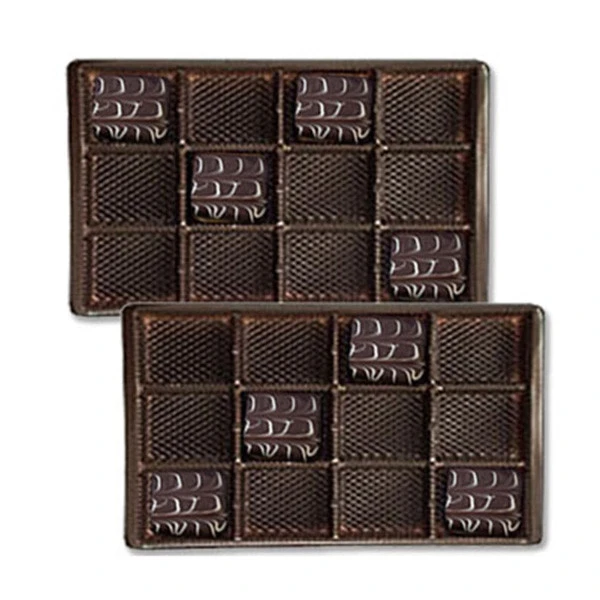 CLEARANCE-MADE IN USA - 50 Trays - 1 lb. Plastic Candy Trays - Brown - 9-3/8" x 6" x 15/16"