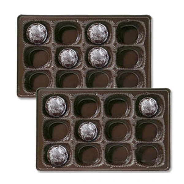 CLEARANCE- MADE IN USA - 50 Trays - 1 lb. Plastic Candy Trays 12 Cavities - Brown - 9-3/8" x 6" x 15/16"