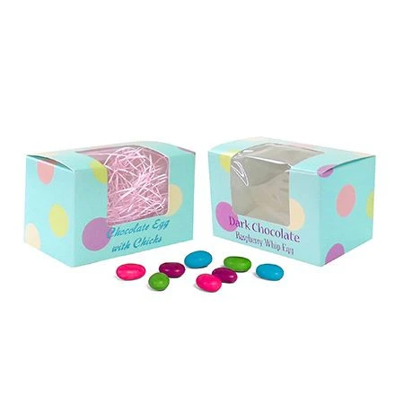 CLEARANCE MADE IN USA - 50 Boxes - 1/4 lb. Turquoise Polka Dots - Easter Egg Boxes 3-5/8" x 2-3/8" x 2-3/8"