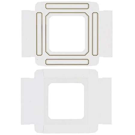 50 Boxes - 8 oz. Candy Box Covers - White/Gold Trim & Window - 5-3/4" x 5-3/4" x 1-1/8"