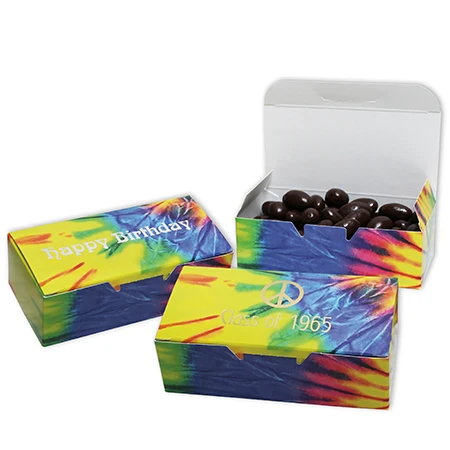 50 Boxes 1/2 lb. Candy & Fudge Boxes - Tie Dye 5-1/2" x 2-3/4" x 1-3/4"