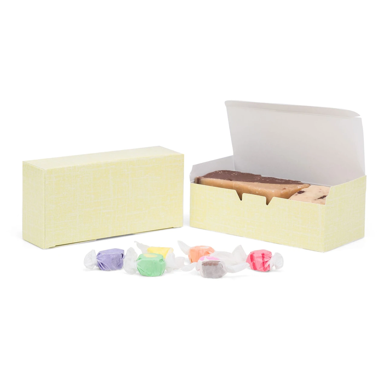 50 Boxes - 1 lb. Candy & Fudge Boxes - Yellow Linen