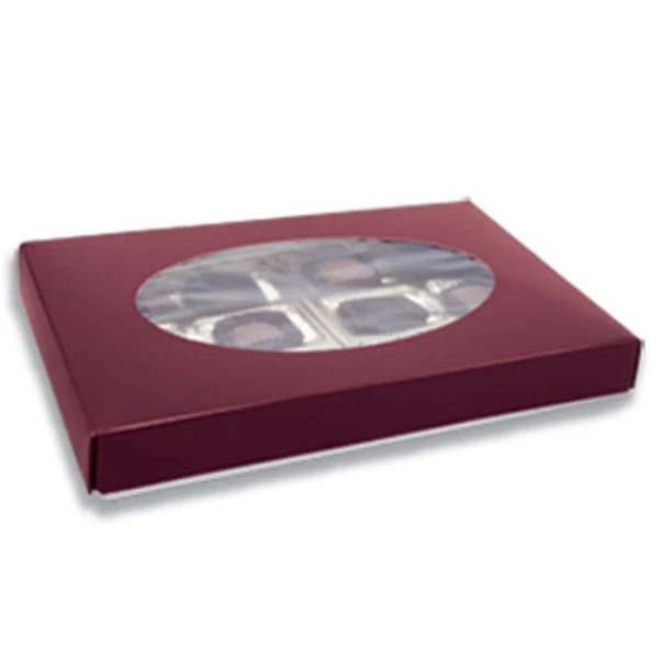250 Covers - 1 lb. Candy-Chocolate Box Covers - Burgundy & Oval Window