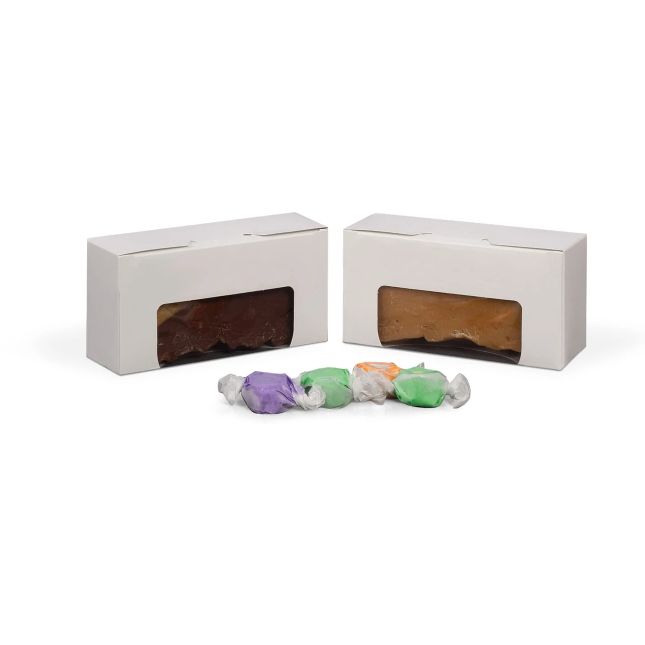 250 Boxes 1/2 lb. Candy & Fudge Boxes - White with Window 5-1/2" x 2-3/4" x 1-3/4"