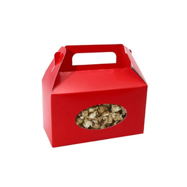 250 Boxes - 1 lb. Tote Gable Boxes-Red with Window