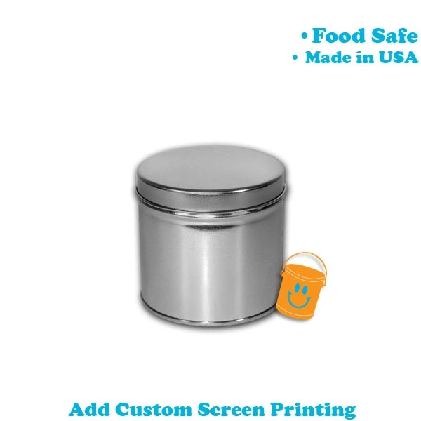 48 Tins - Tin Boxes - 1/2 Quart 3-9/16" Diameter x 3-1/4" Height - Platinum