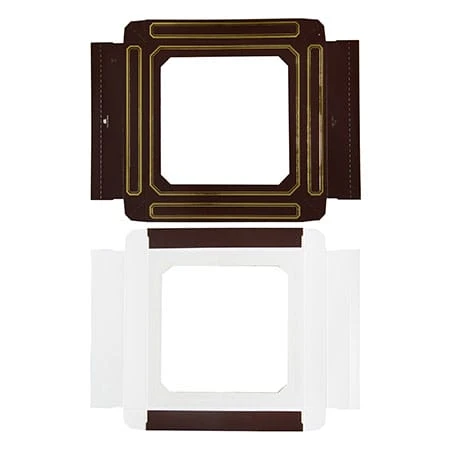 250 Covers - 16 oz. Candy Box Covers - Brown/Gold Trim & Window - 7-3/4" x 7-3/4" x 1-1/8"