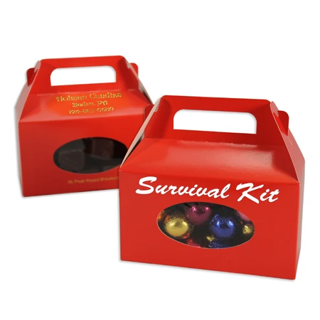 250 Boxes - Hot-Stamped - 1 lb. Tote Gable Boxes - Red with Window