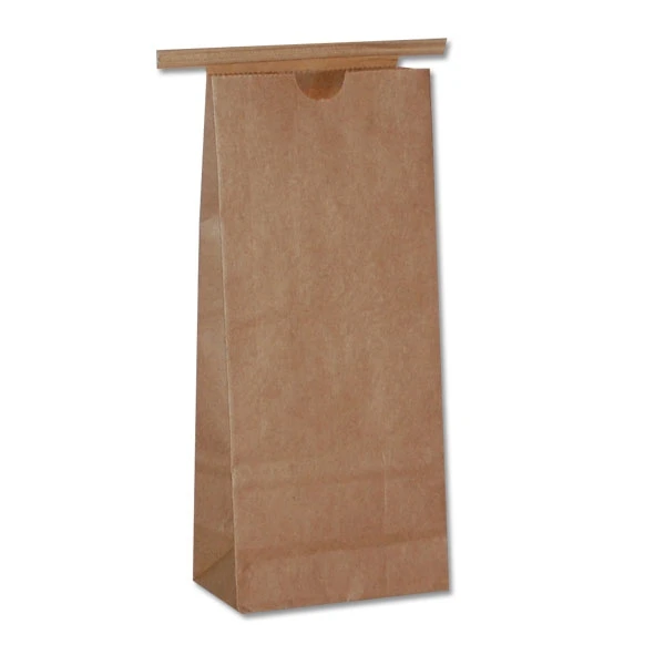 100 Bags - Coffee - Cookie Tin Tie Bags - 1 lb. Kraft - 4-1/4" x 2-1/2"x 9-3/4"