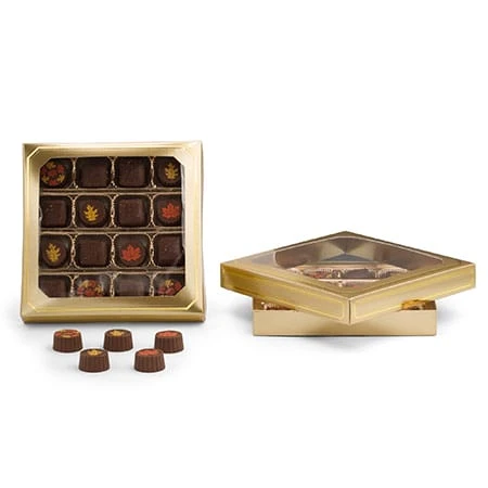 250 Covers - 16 oz. Candy Box Covers - Gold/Gold Trim & Window