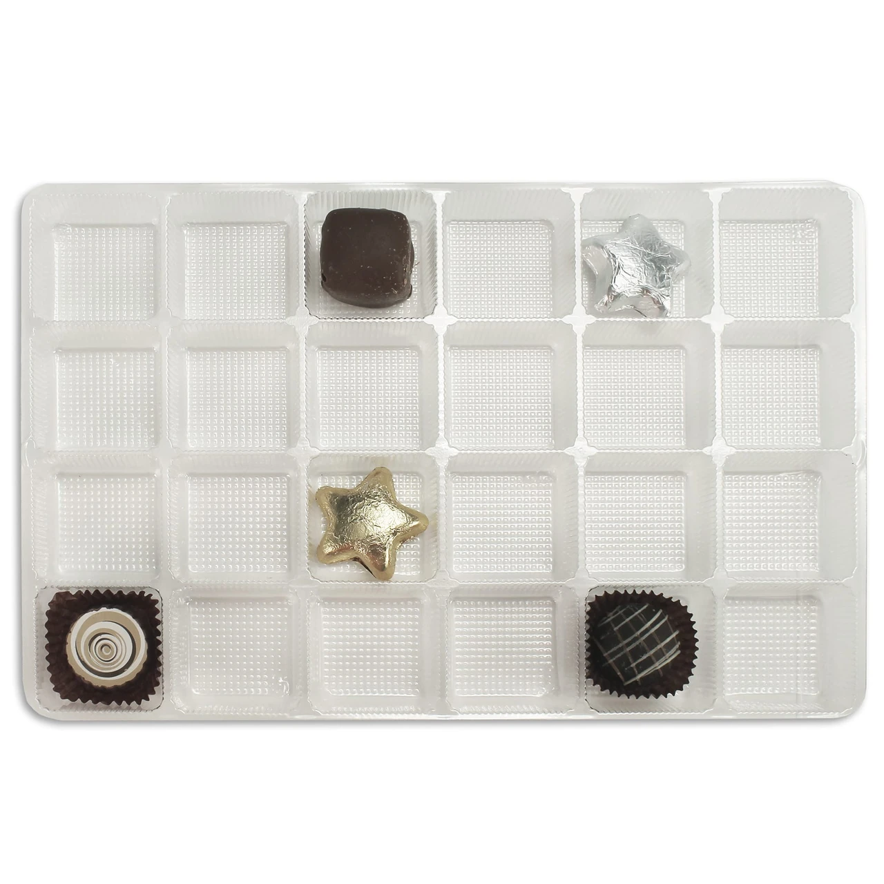 50 Trays - 1-1/2 lb. (Advent Calendar) Plastic Candy Trays 24 Cavities - Clear - 10-7/8" x 7-1/16" x 15/16"